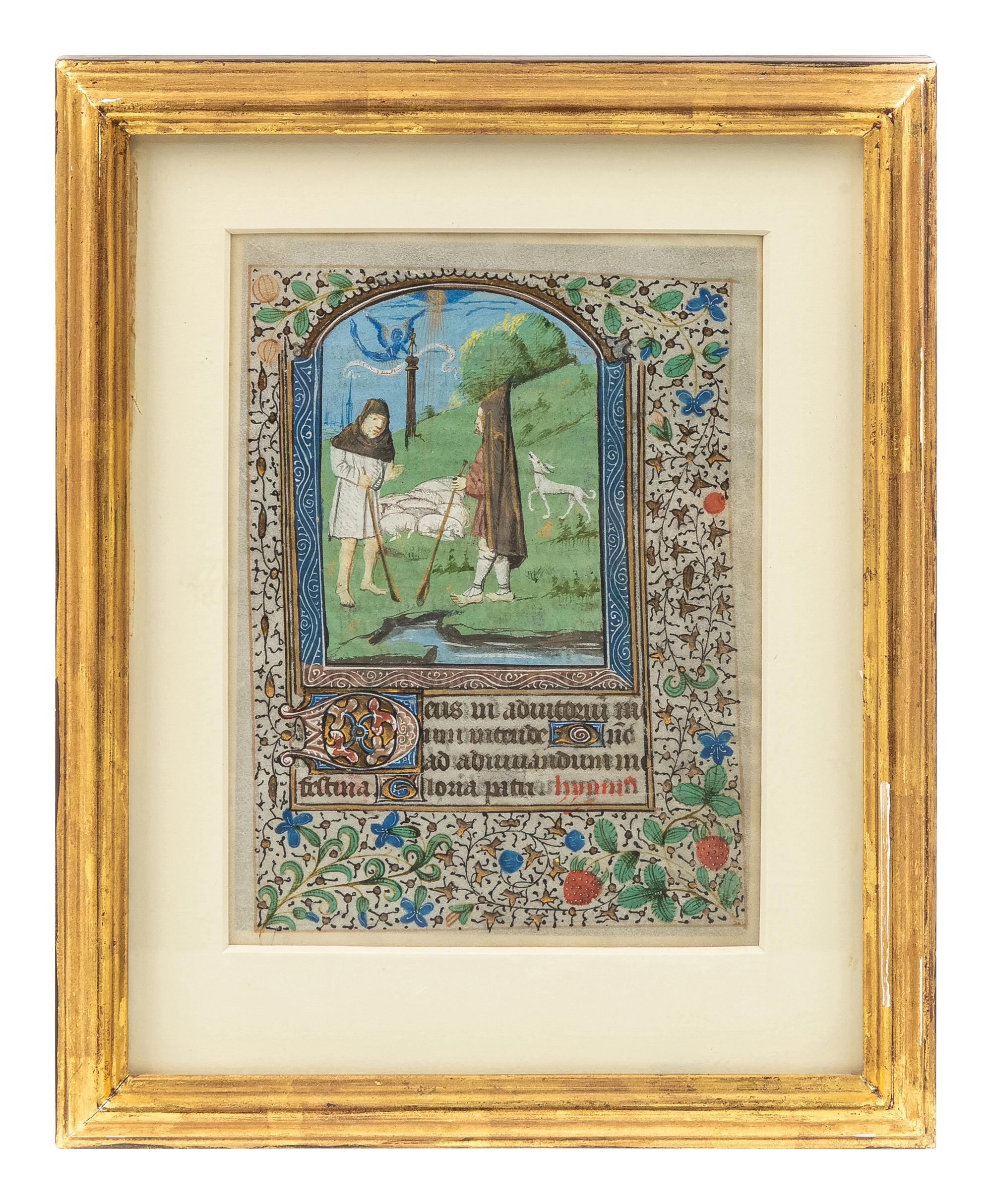 [LEAVES—ILLUMINATED MANUSCRIPTS]. Leaf from a French Book of Hours in Latin. [Paris?, second half 15th century].