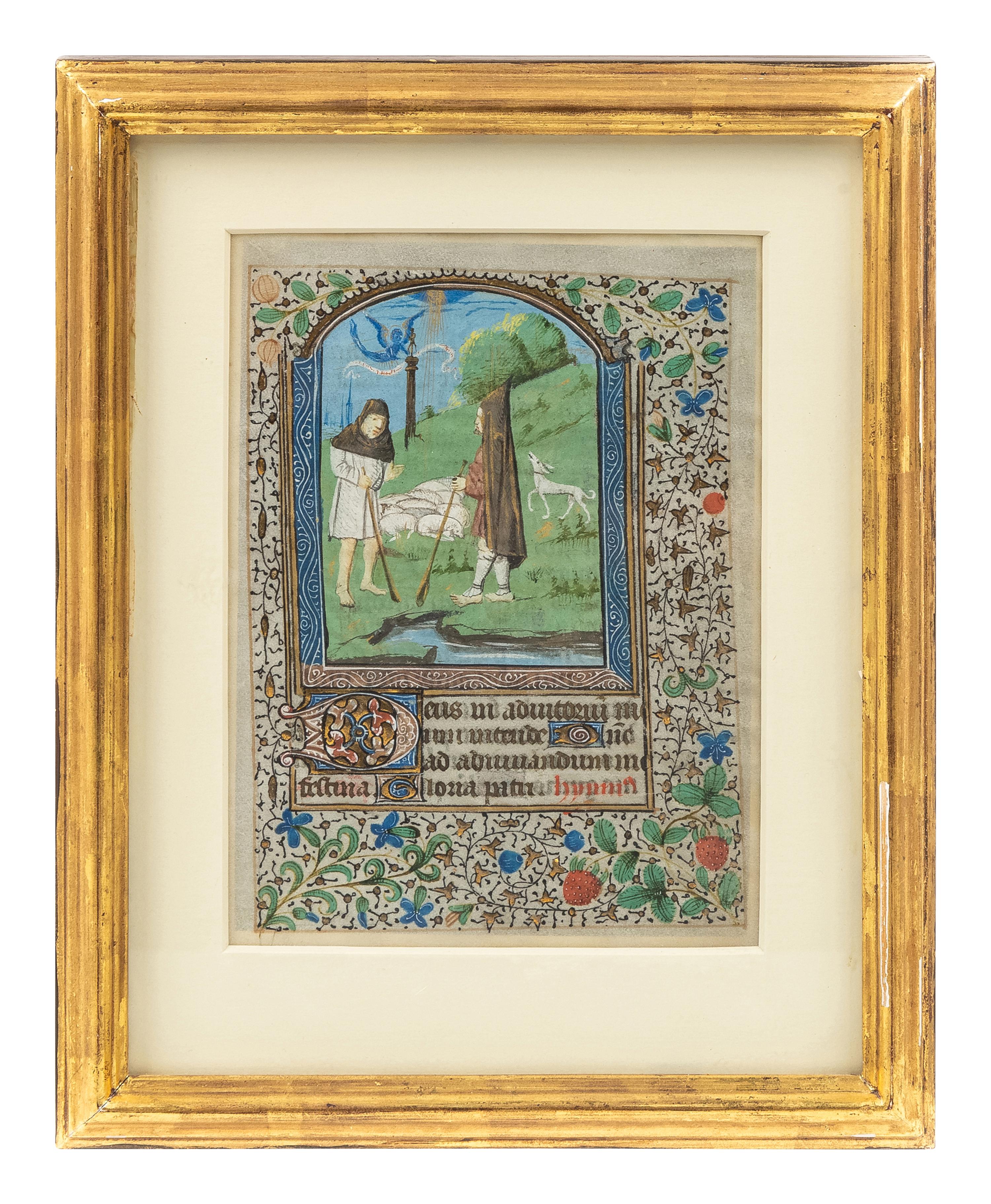 [LEAVES—ILLUMINATED MANUSCRIPTS]. Leaf from a French Book of Hours in Latin. [Paris?, second half 15th century].