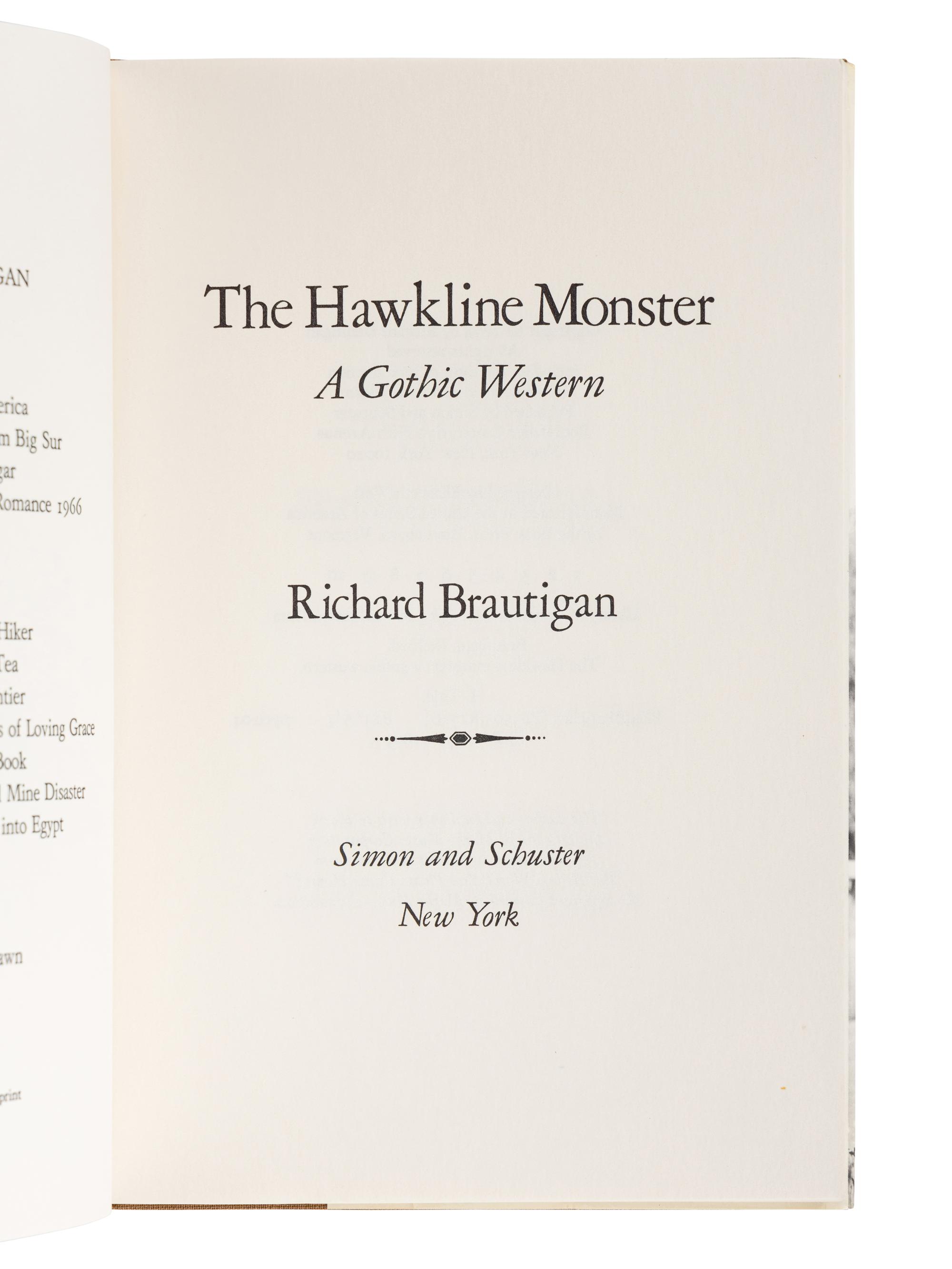 BRAUTIGAN, Richard (1935-1984). A group of 6 works by Brautigan, ALL FIRST EDITIONS, comprising: