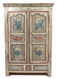 A Continental Painted Wood Armoire Height 75 x width 50 x depth 20 inches. — 19TH CENTURY