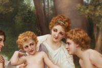 A Vienna Porcelain Charger Depicting Admiration after William-Adolphe Bouguereau (French, 1825-1905)