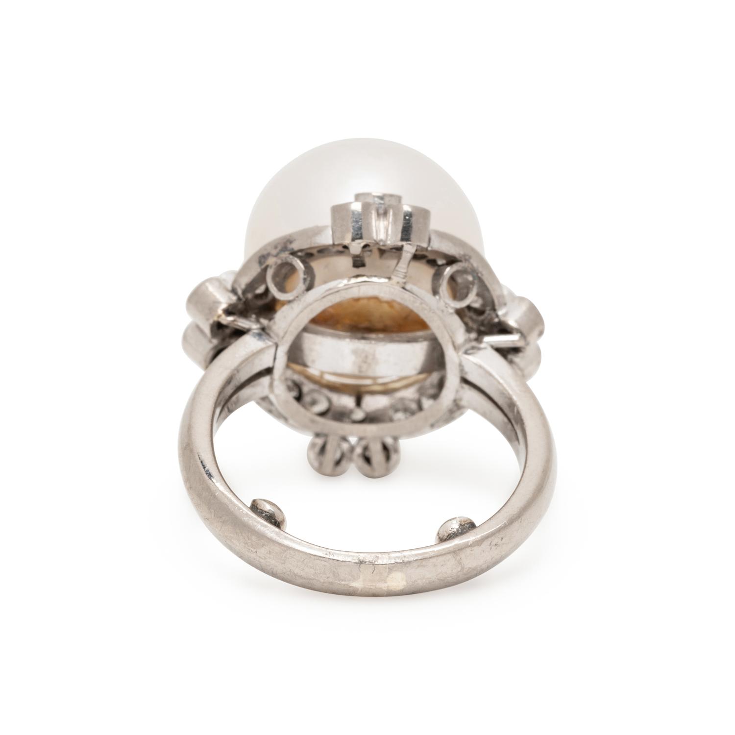 CULTURED PEARL AND DIAMOND RING