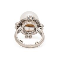 CULTURED PEARL AND DIAMOND RING