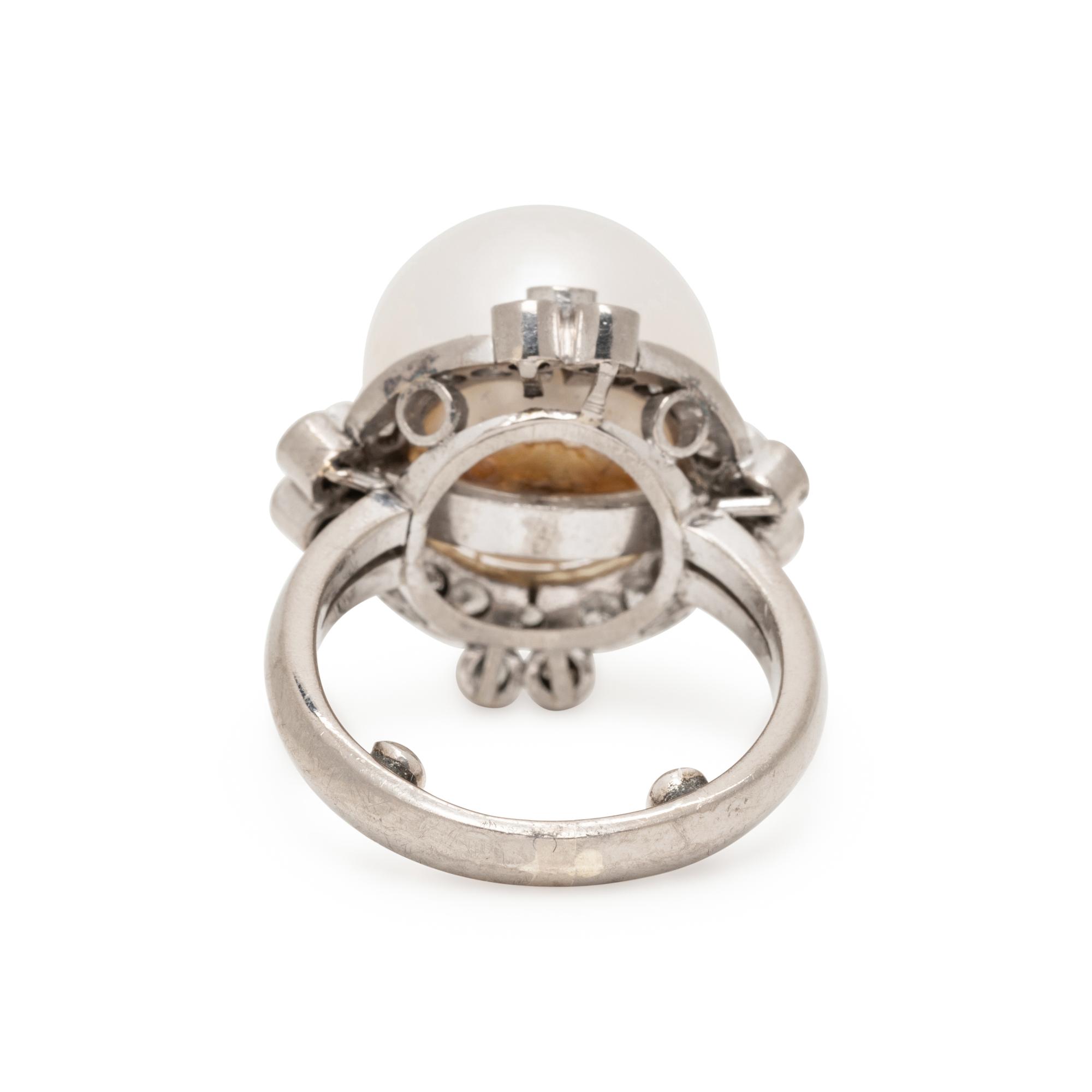 CULTURED PEARL AND DIAMOND RING