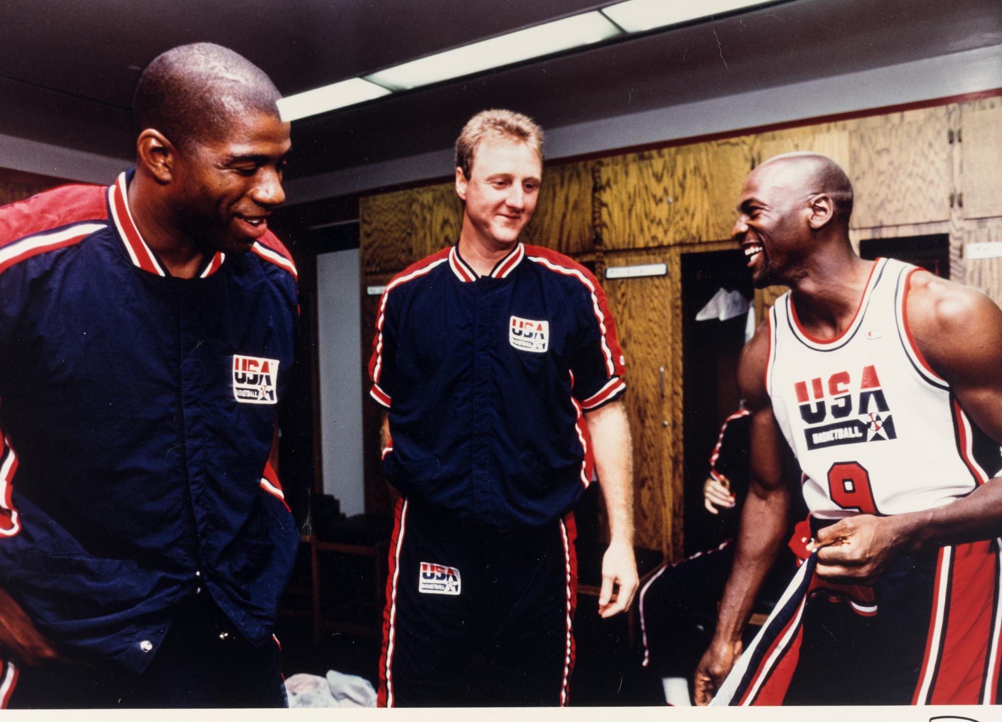 A Michael Jordan, Magic Johnson and Larry Bird 1992 United States Olympic Dream Team Signed Autograph Limited Edition Oversized Photograph (Upper Deck Authenticated),