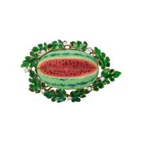 POLYCHROME ENAMEL AND DIAMOND WATERMELON BROOCH