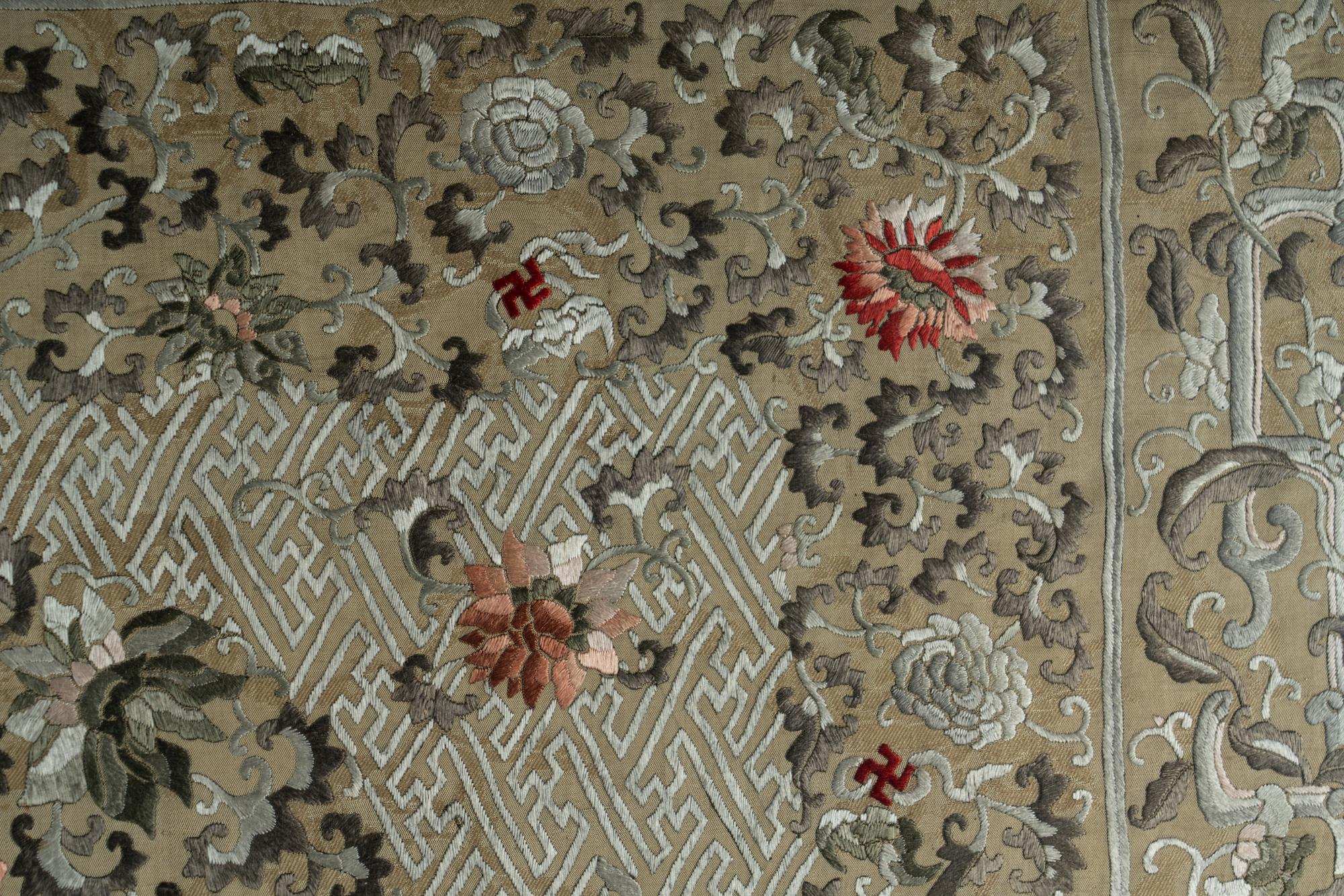 A Large Chinese Embroidered Silk Panel