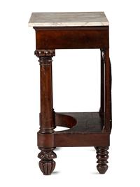 A Classical Carved and Veneered Walnut Marble Top Pier Table
