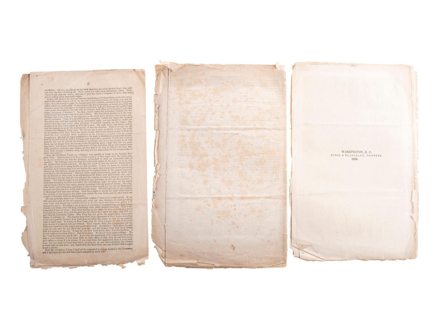 [SLAVERY & ABOLITION]. A group of 14 pamphlets related to Bleeding Kansas including slavery, the Lecompton Constitution, and the Stanton-Lane contest, comprising: