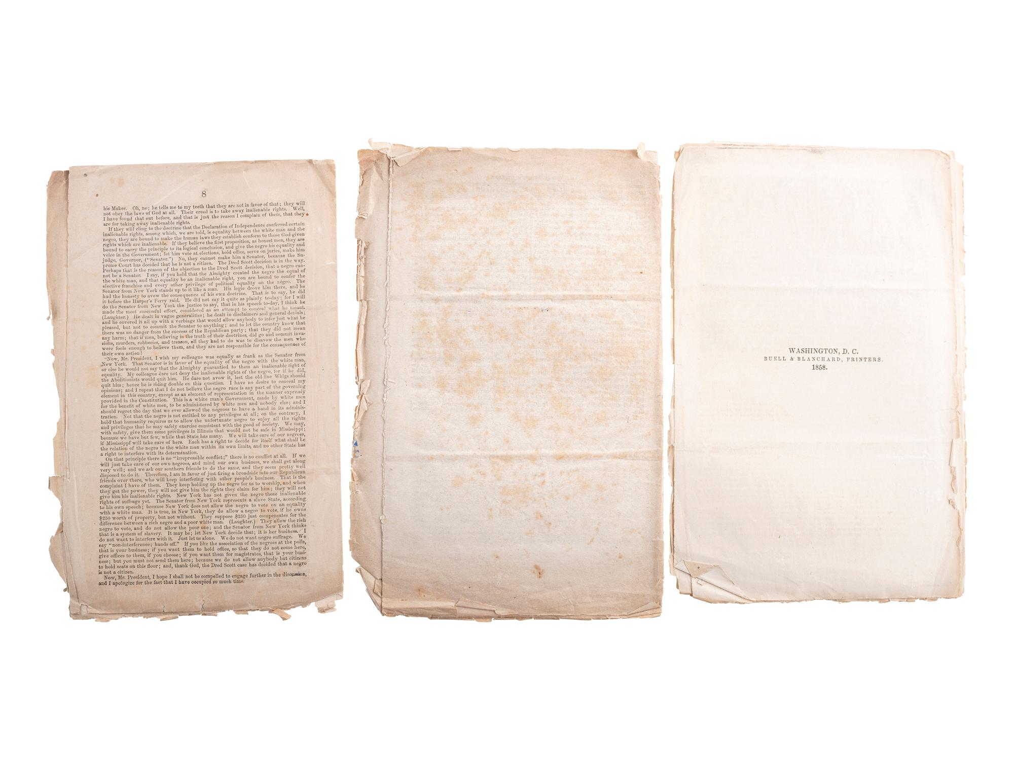 [SLAVERY & ABOLITION]. A group of 14 pamphlets related to Bleeding Kansas including slavery, the Lecompton Constitution, and the Stanton-Lane contest, comprising: