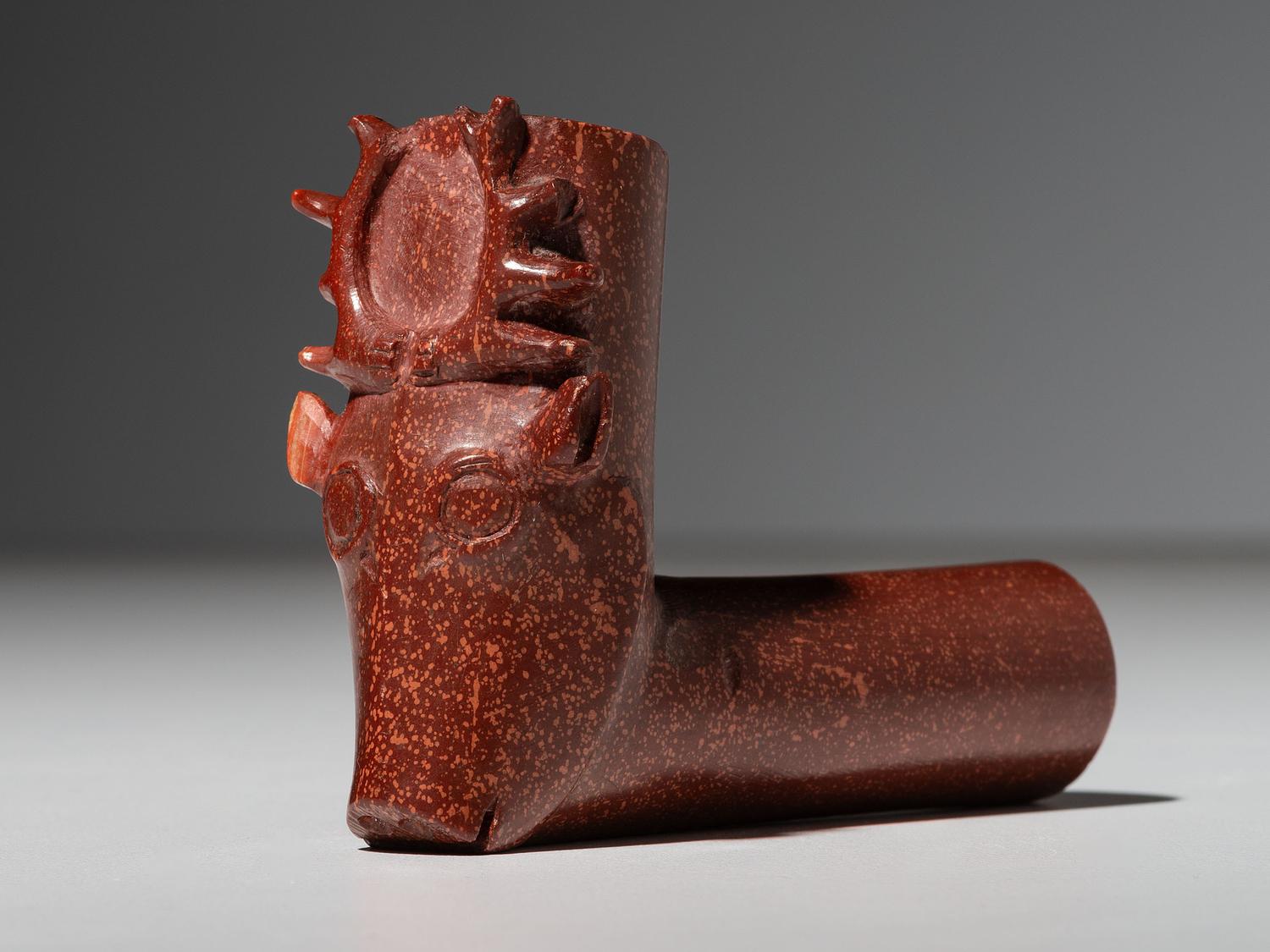 Sioux Catlinite Pipe Bowl, with Elk