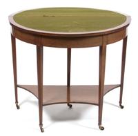 A Georgian Style Inlaid Flip-Top Game Table Height 30 1/2 x width 35 x depth 18 inches (closed). — 19TH/20TH CENTUTY