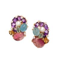 MULTIGEM AND CULTURED PEARL CLIP EARRINGS