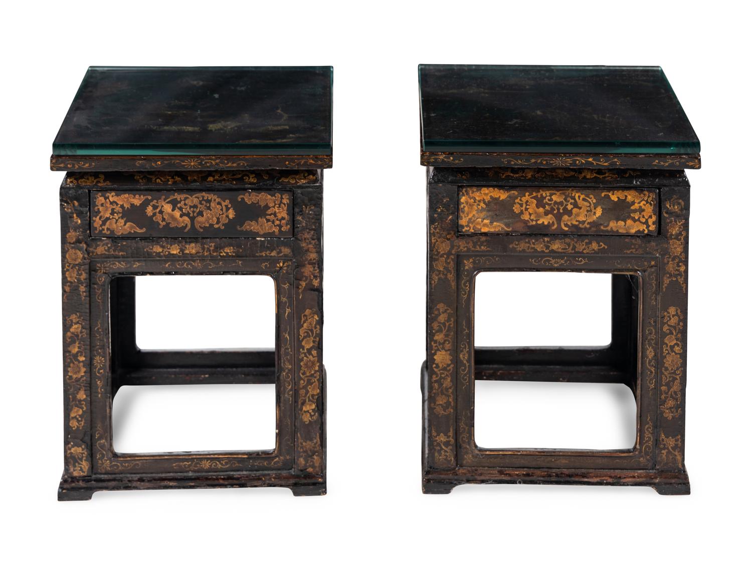 A Pair of Chinese Export Lacquer End Tables