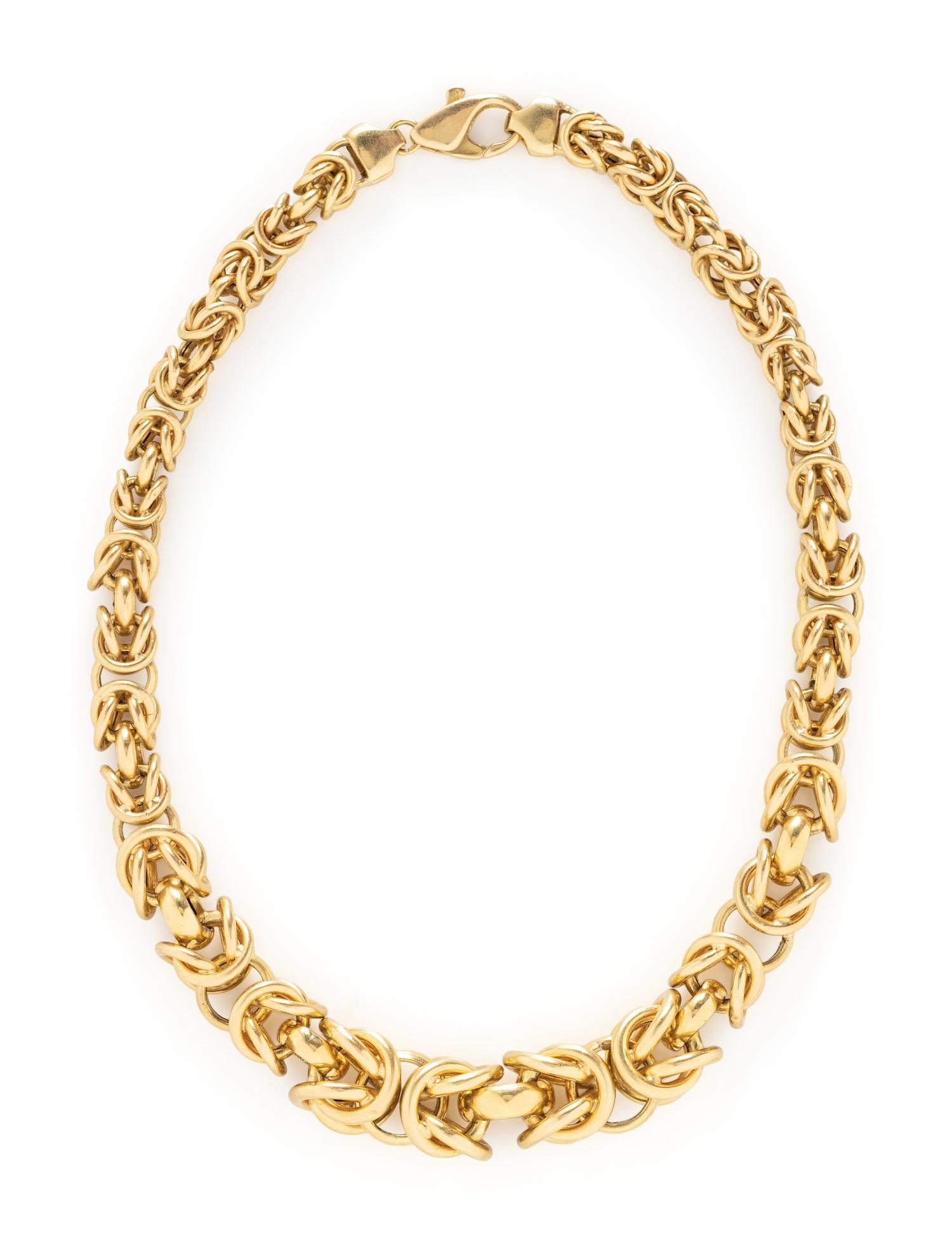 YELLOW GOLD GRADUATED LINK NECKLACE