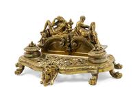 A Continental Gilt Bronze Encrier