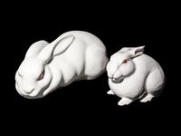 Two Japanese Ceramic Figures of Rabbits