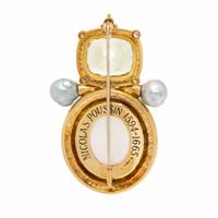 Elizabeth Gage, Multigem and Yellow Gold Pendant Brooch with Cameo of Nicolas Poussin