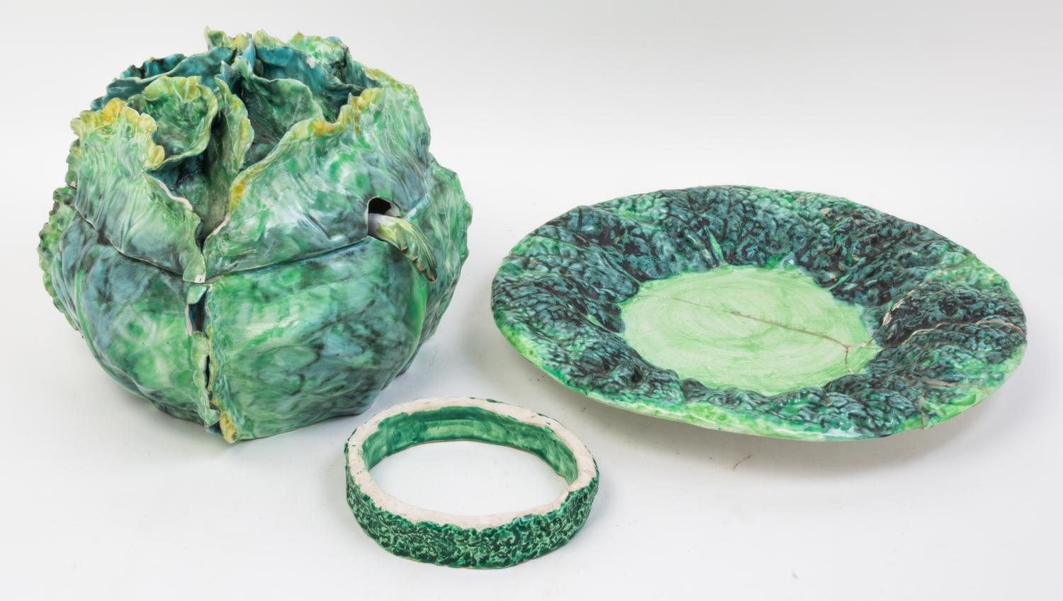 A Group of Four Ceramic Articles Diameter of underplate 16 1/2 inches.