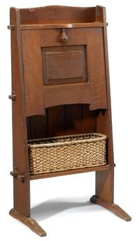 Chalet desk with rare original woven basket gustav stickley (1858-1942), eastwood, ny, 1902-1903