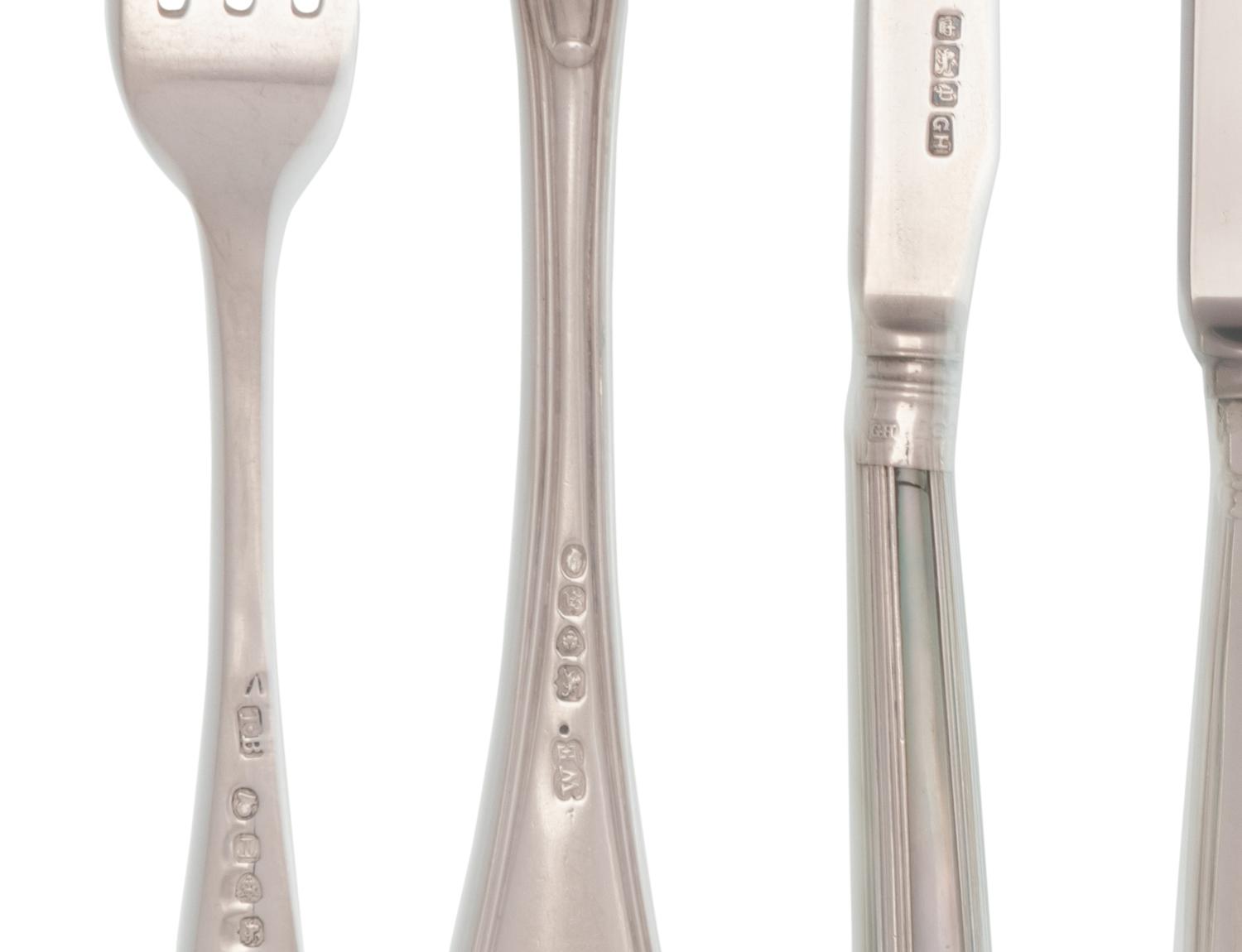 A Collection of British Silver Flatware Articles