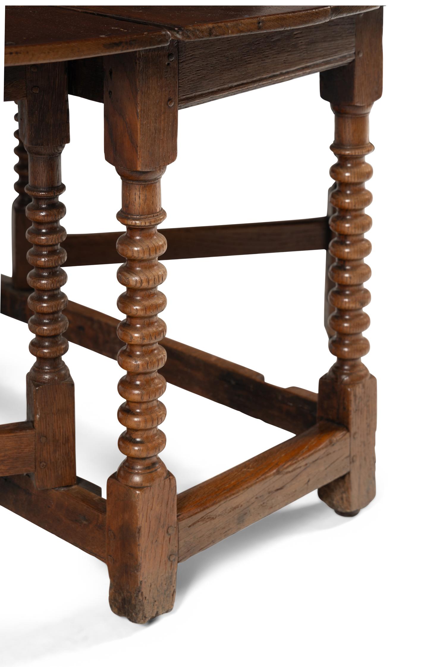 A William and Mary Oak Drop-Leaf Table
