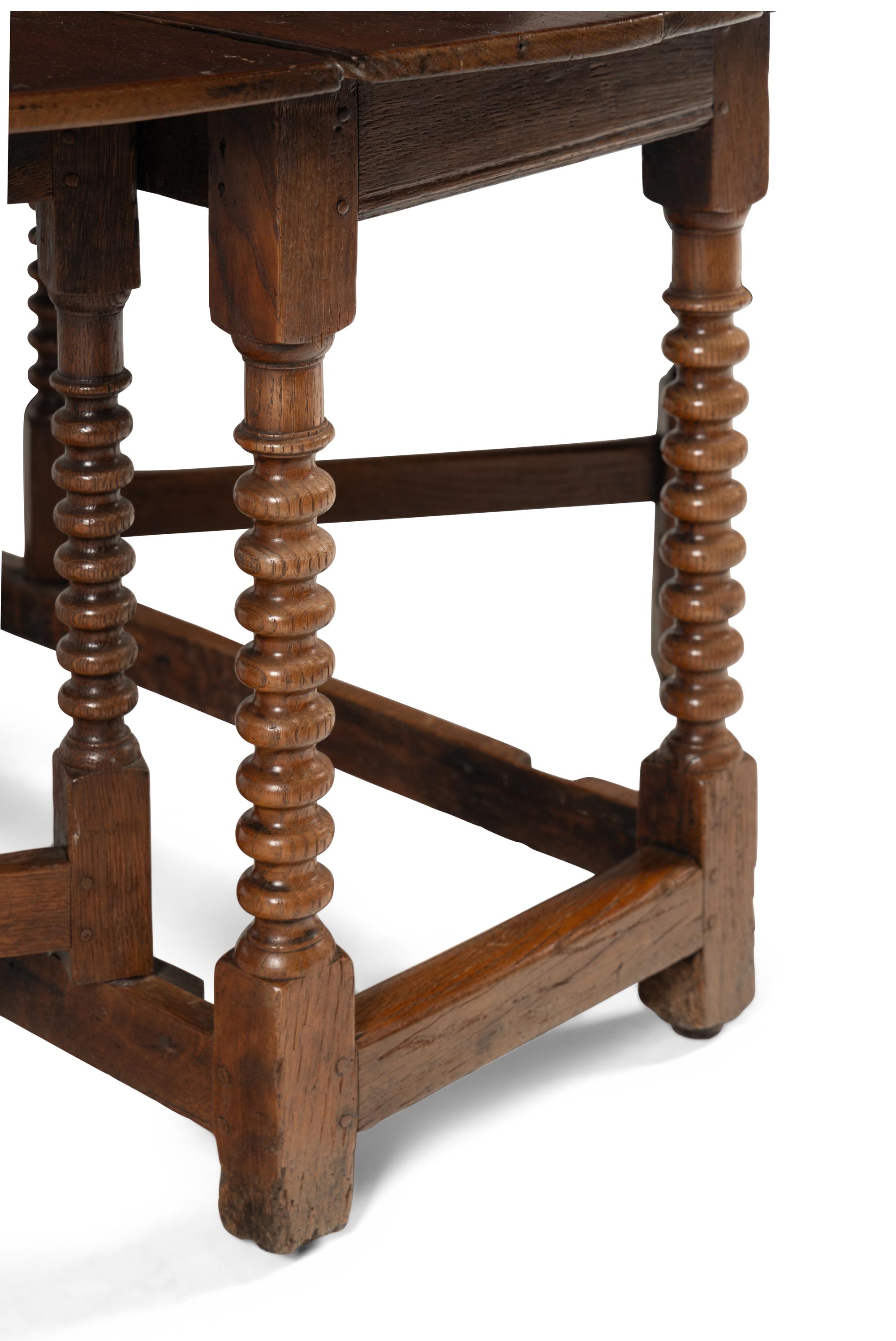 A William and Mary Oak Drop-Leaf Table
