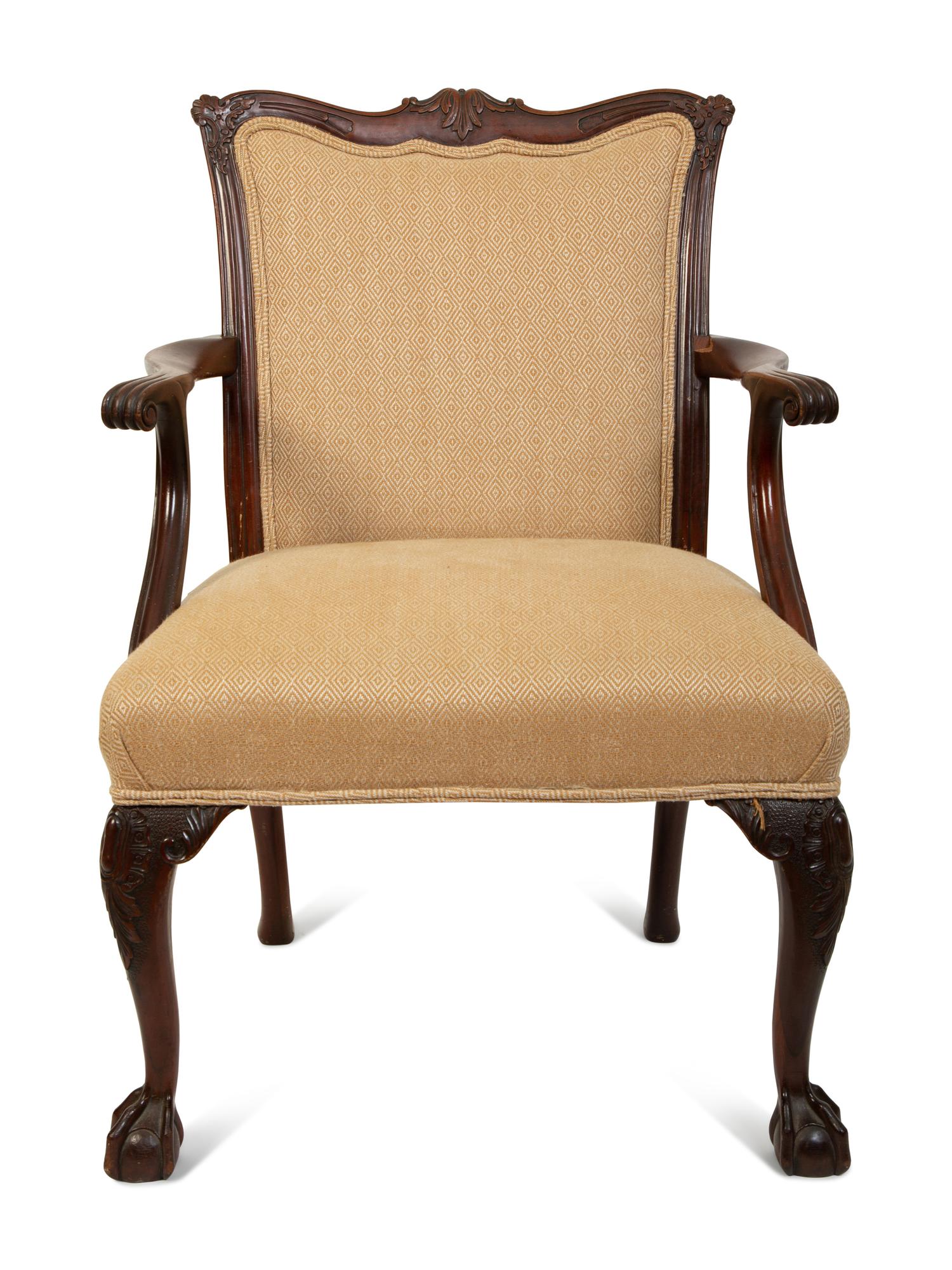 A George II Style Mahogany Open Armchair — 20TH CENTURY