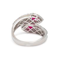 SYNTHETIC RUBY AND DIAMOND BYPASS RING