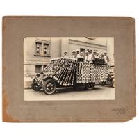 [WOMEN'S RIGHTS]. Photograph of Suffrage parade float with flier concerning the parade.