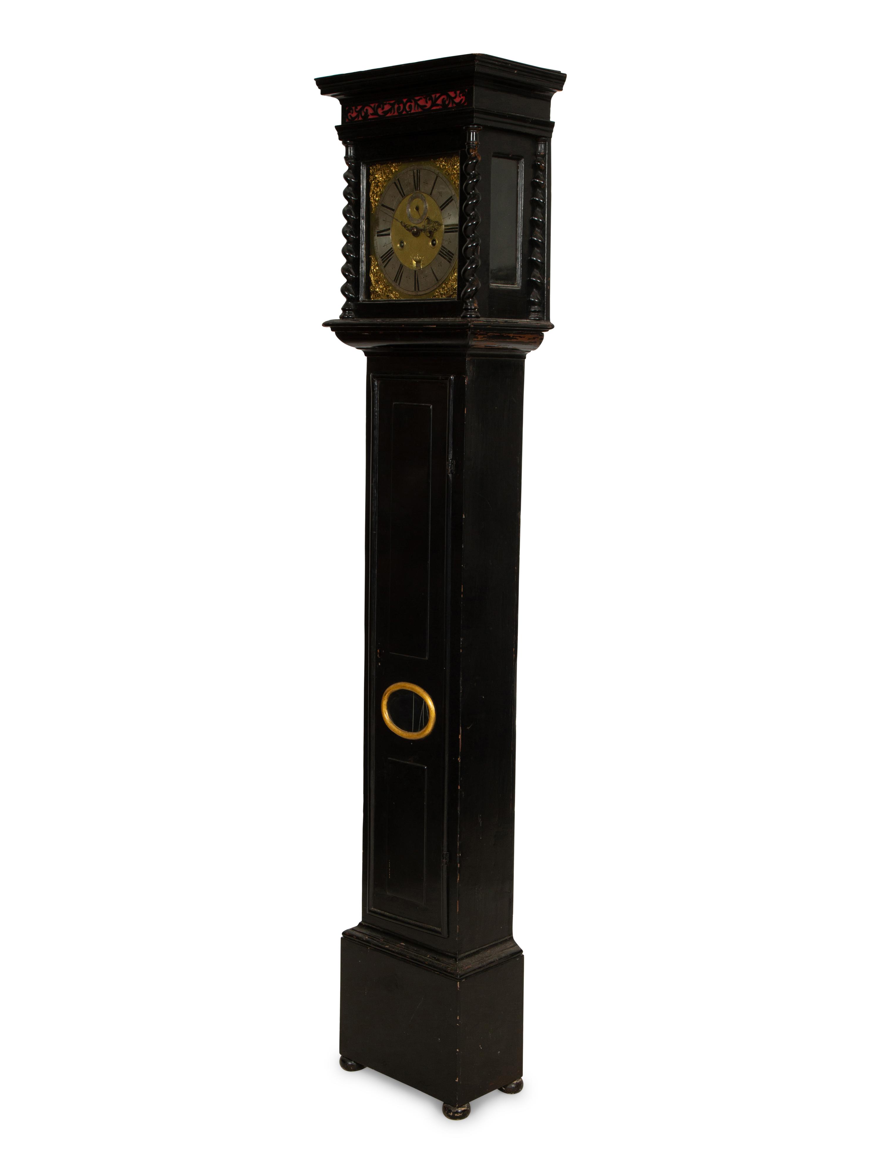 A William and Mary Ebonized Longcase Clock