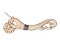 A Scrimshaw Carved Whale's Tooth Hippocampus-Form Pie Crimper, 19th Century
