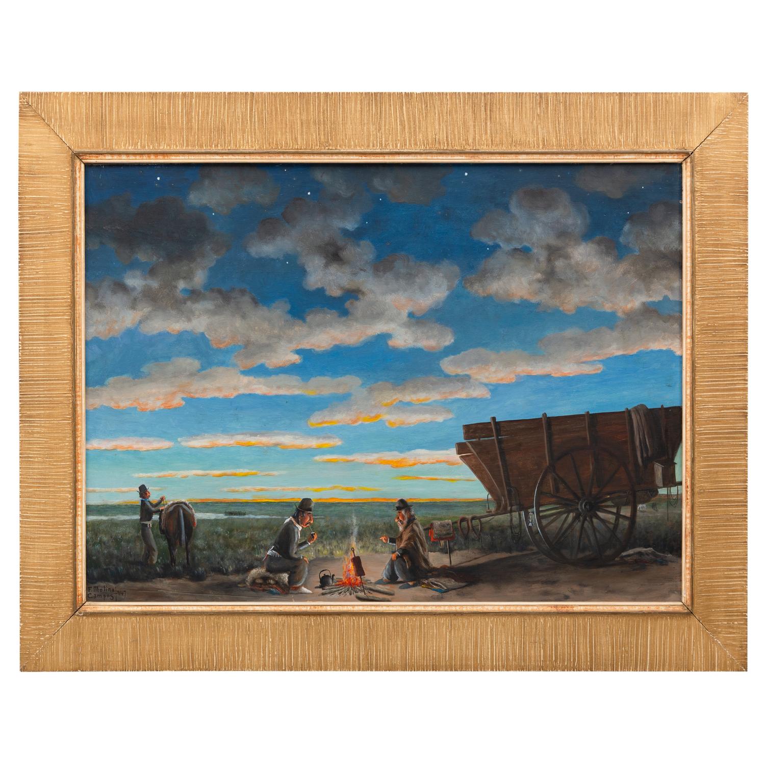 Florencio Molina Campos (Argentine, 1891-1959) — Los Gauchos Por La Noche, 1947