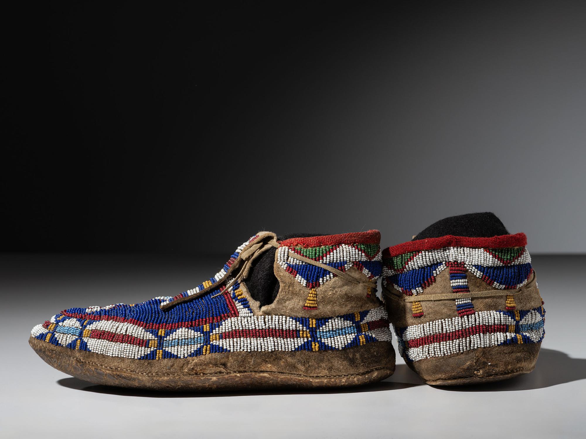 Sioux Beaded Buffalo Hide Moccasins