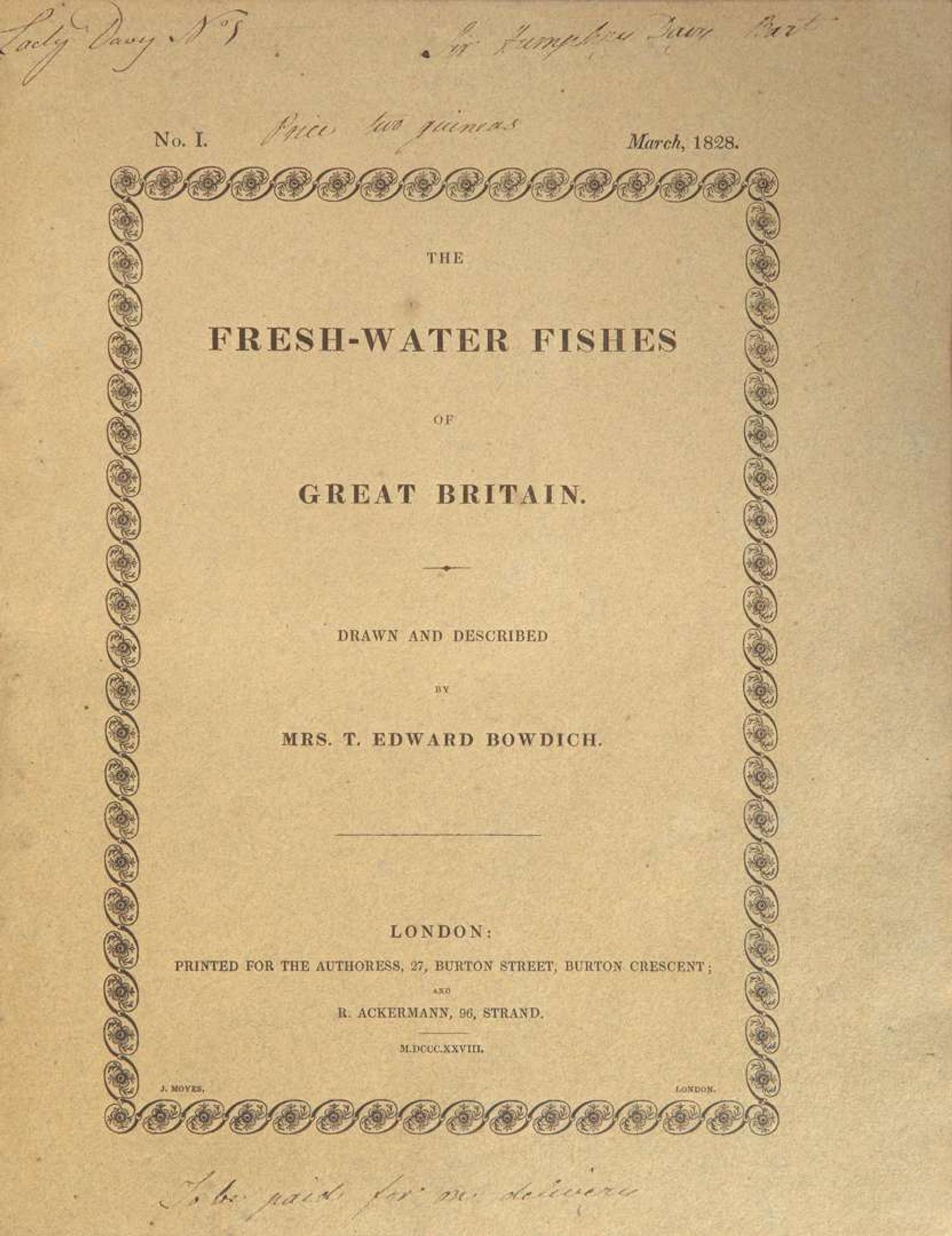 [Fishing] Bowdich, (Sarah): The Fresh-Water Fishes of Great Britain...