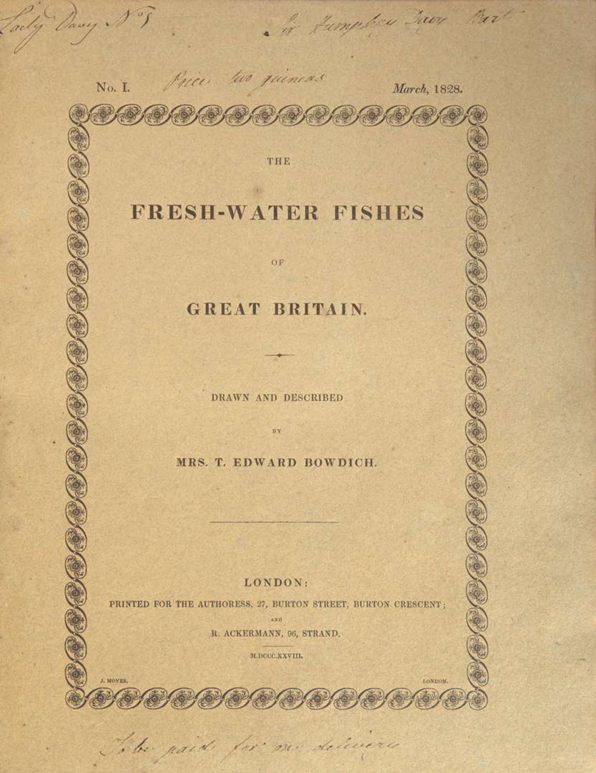 [Fishing] Bowdich, (Sarah): The Fresh-Water Fishes of Great Britain...