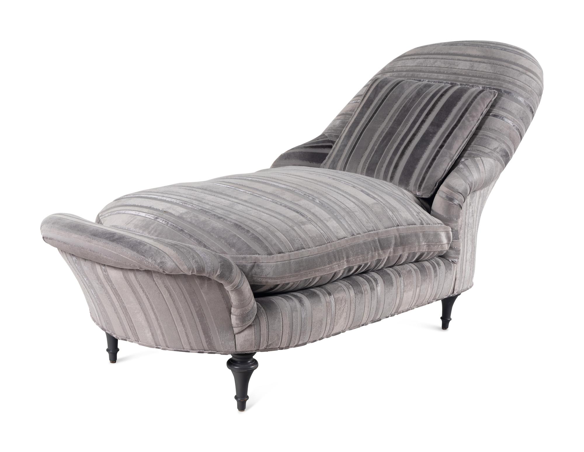 A Scalamandré-Retailed Chaise Longue with Cut Velvet Upholstery