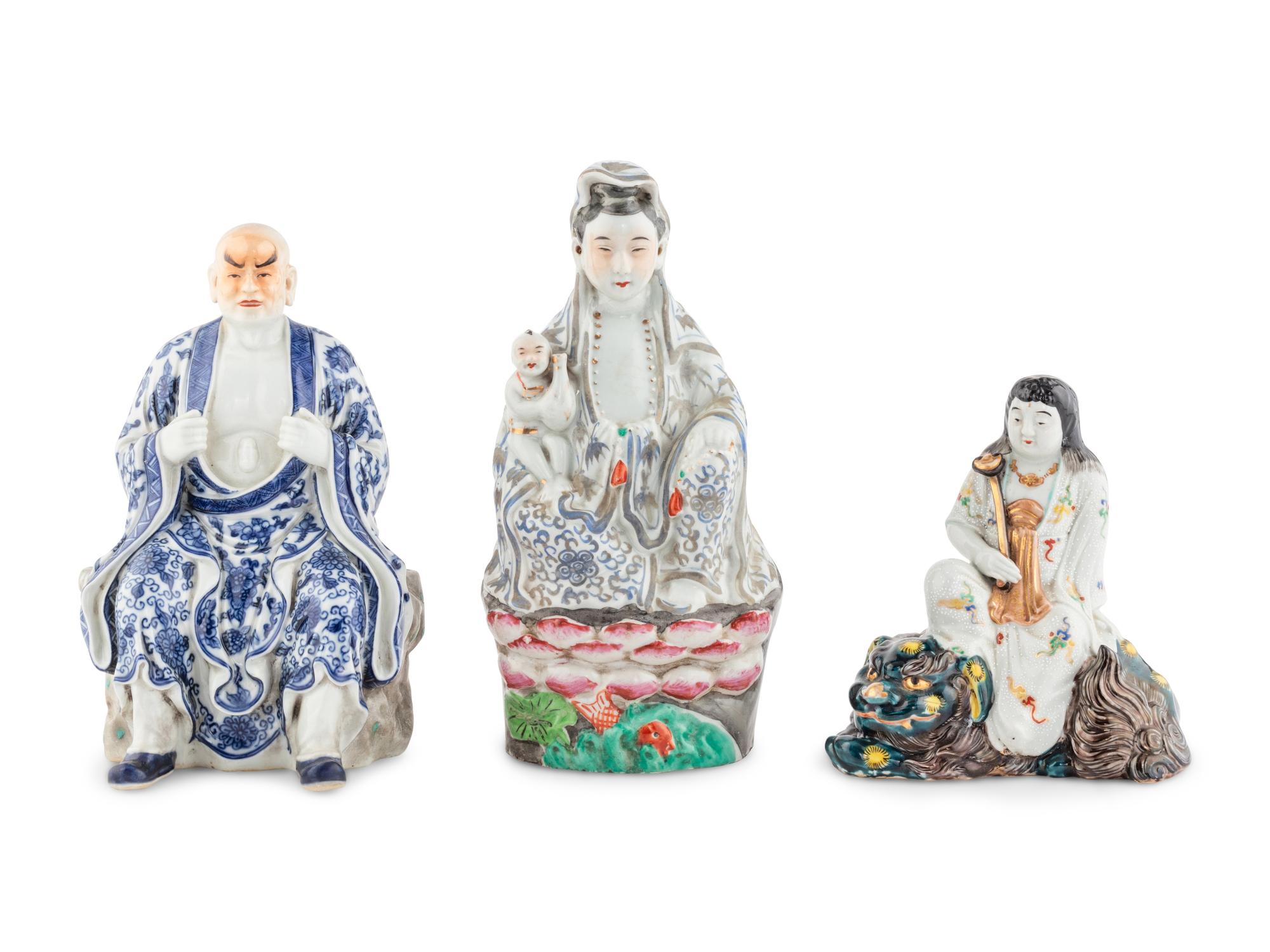 Three Chinese and Japanese Porcelain Figures