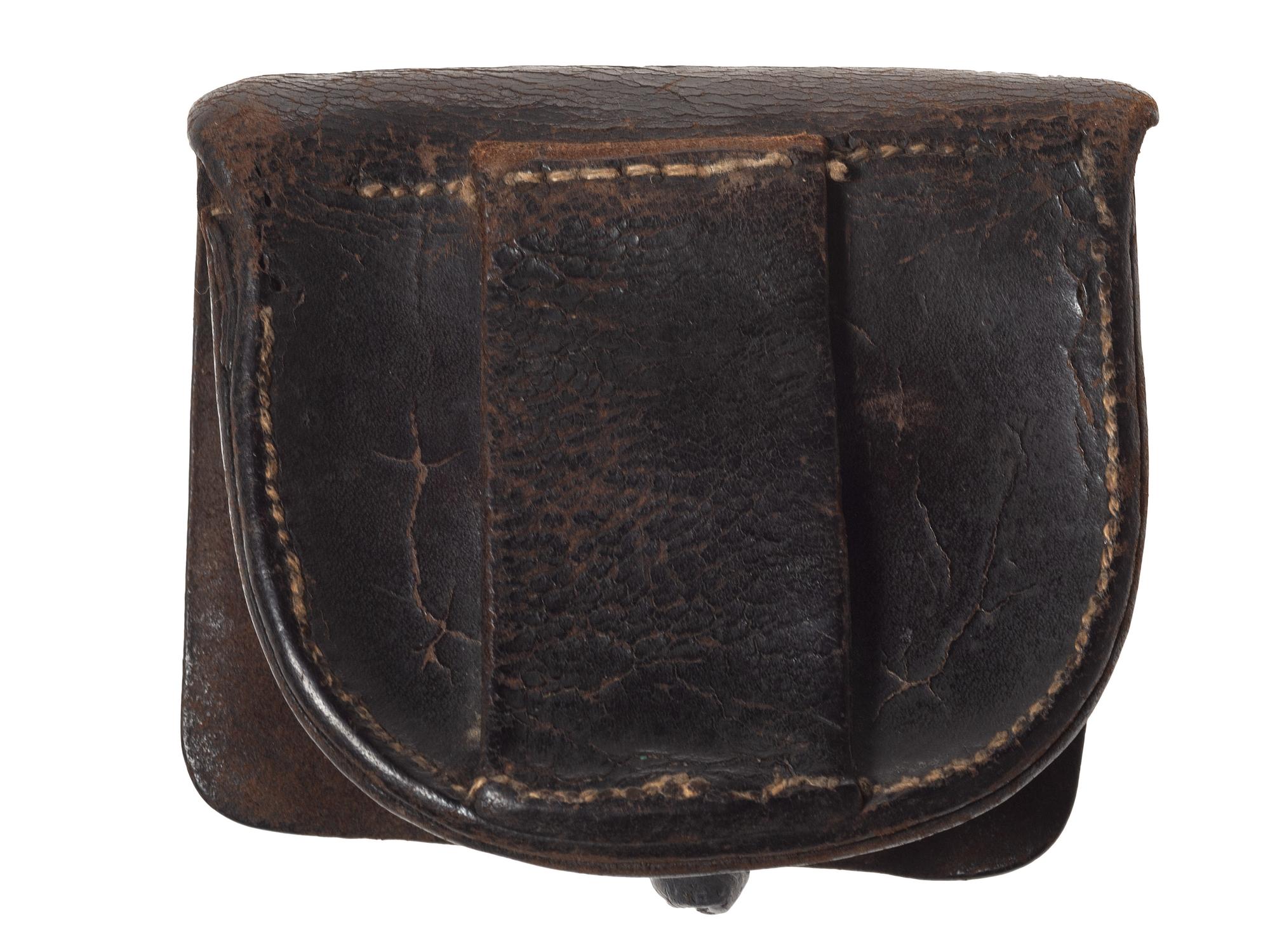 [CIVIL WAR]. Confederate cap pouch with carved initials.