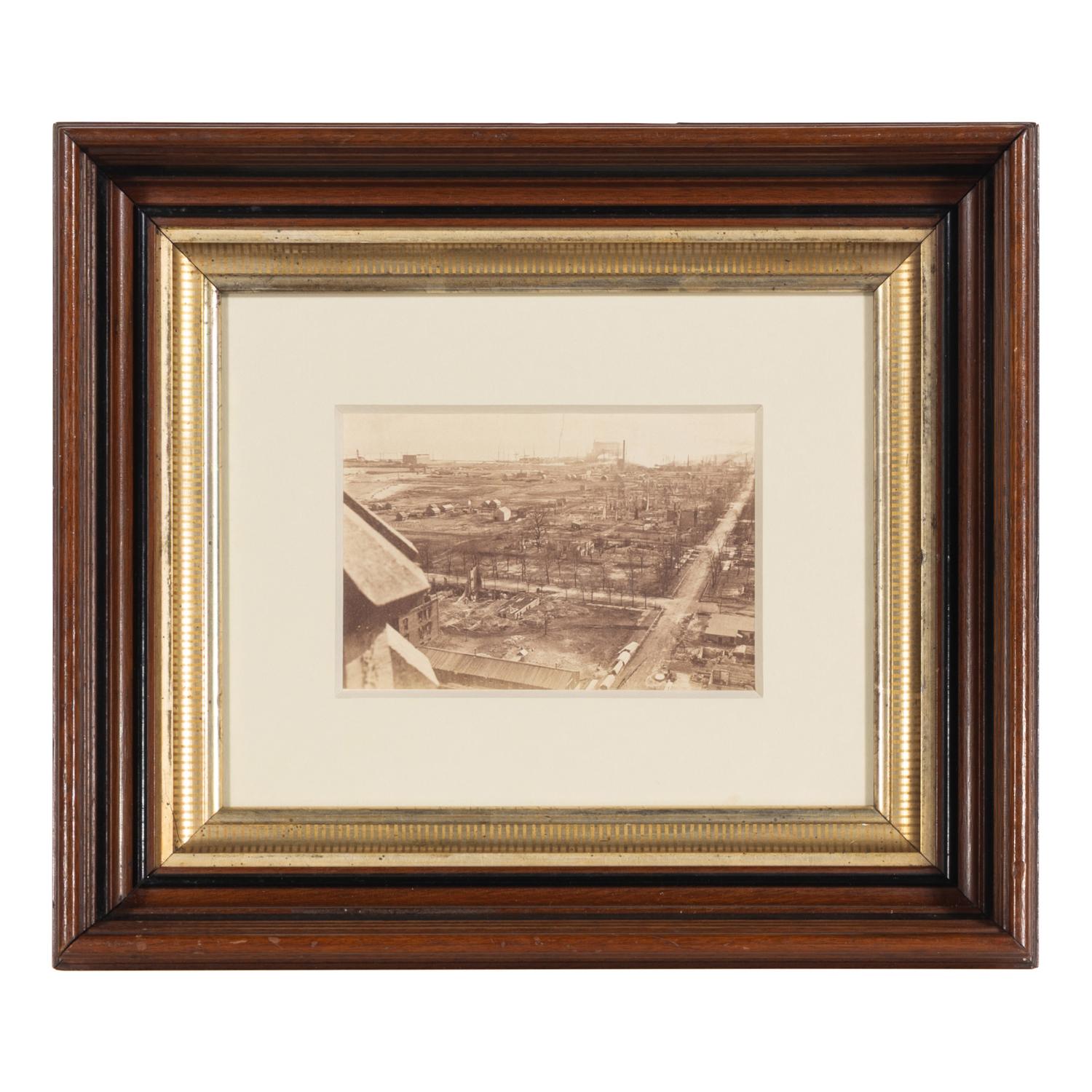 [Chicago Fire]. A group of 7 albumen prints taken before and after the 1871 Chicago Fire, comprising: