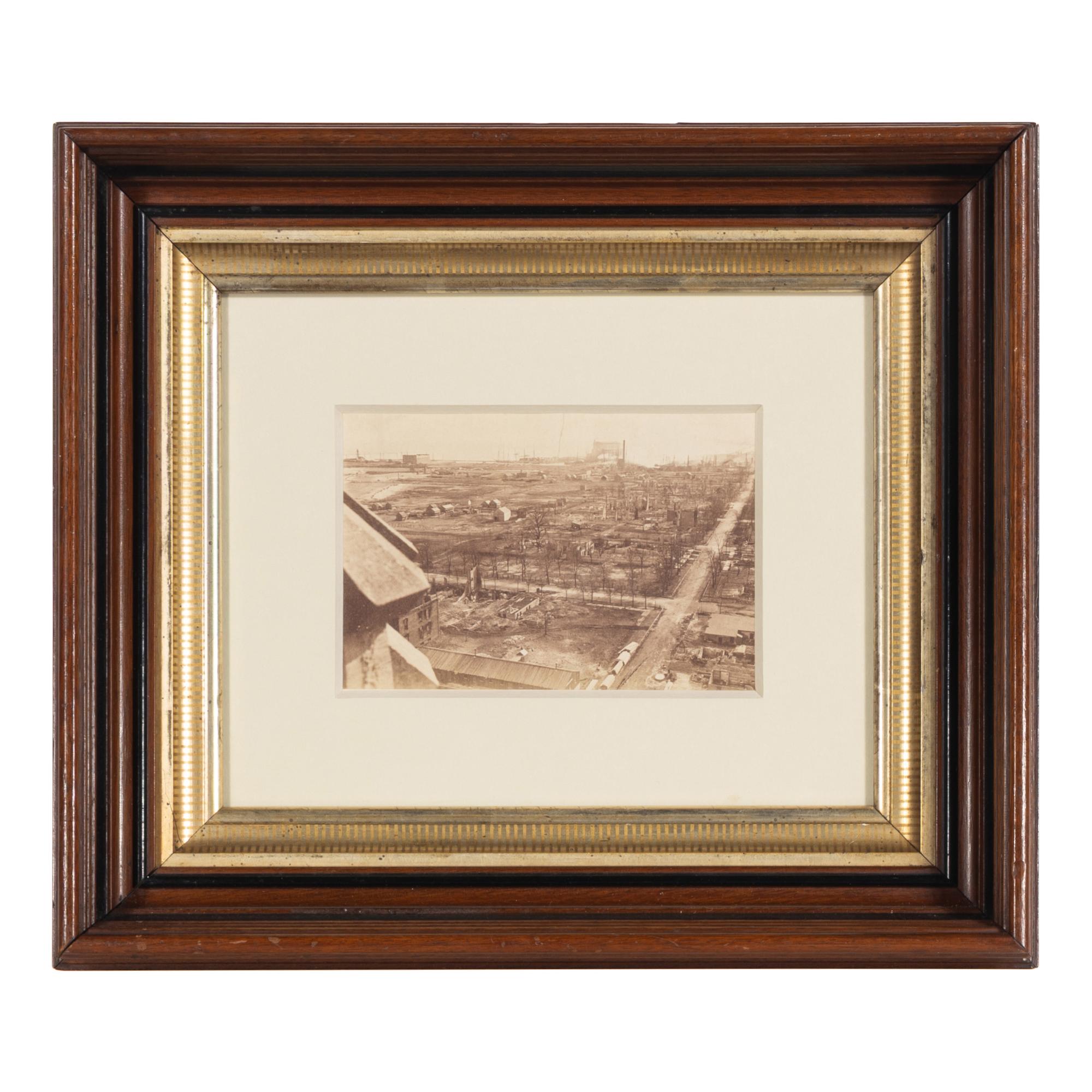 [Chicago Fire]. A group of 7 albumen prints taken before and after the 1871 Chicago Fire, comprising: