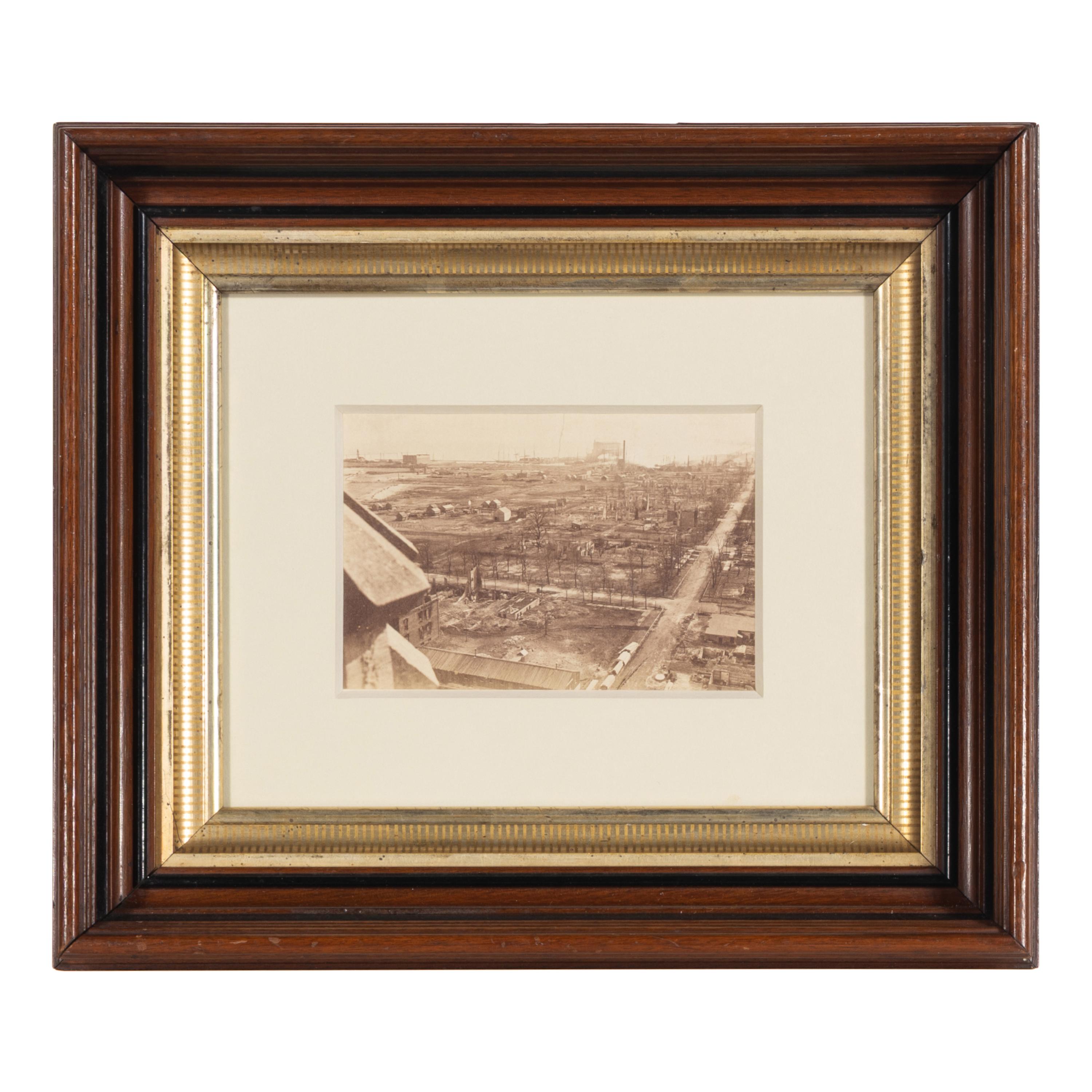 [Chicago Fire]. A group of 7 albumen prints taken before and after the 1871 Chicago Fire, comprising: