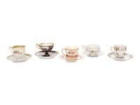 Five Porcelain Cups and Saucers