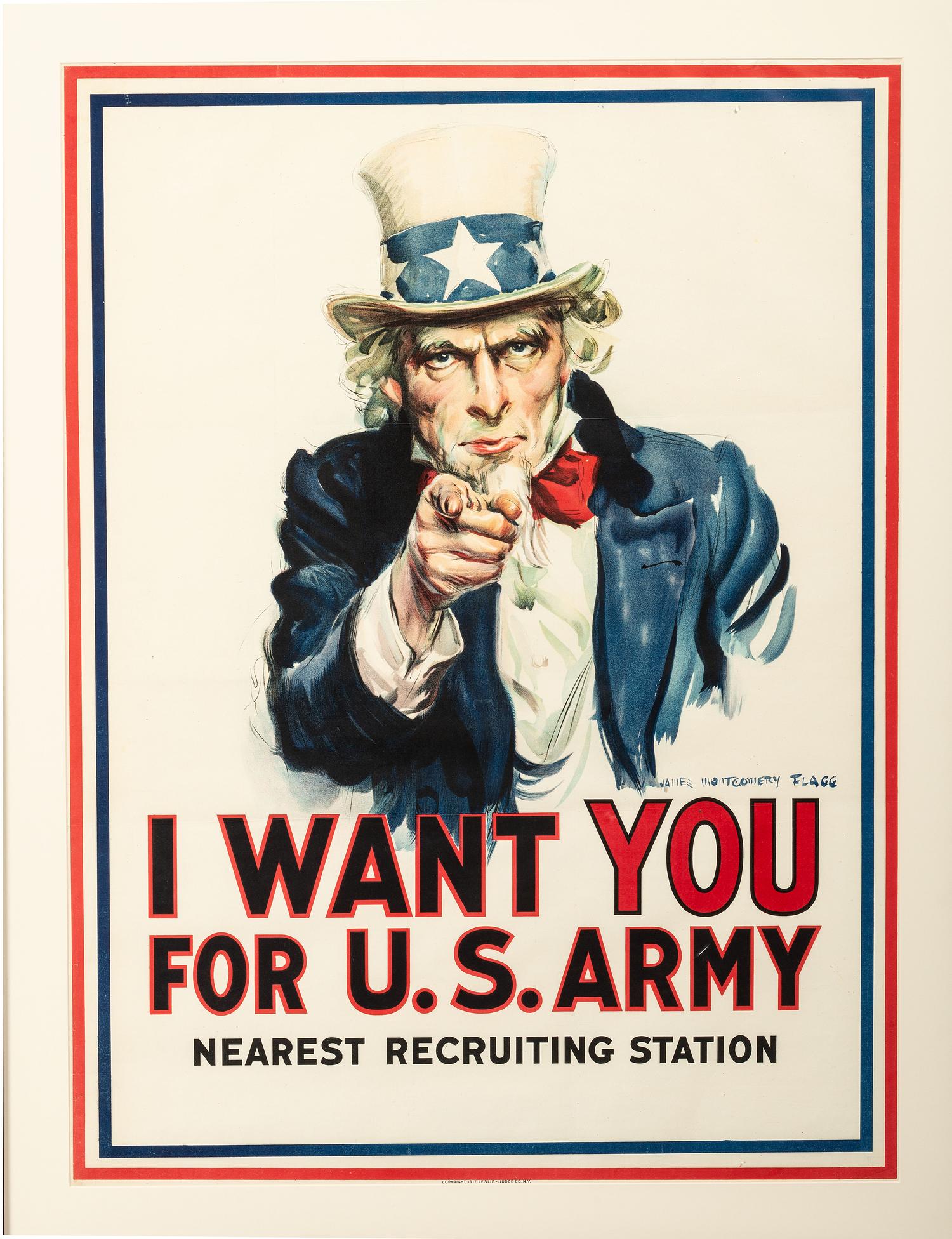 [WORLD WAR I]. FLAGG, James Montgomery (1877-1960), artist. I Want You for U.S. Army. New York: Leslie-Judge & Co., 1917.