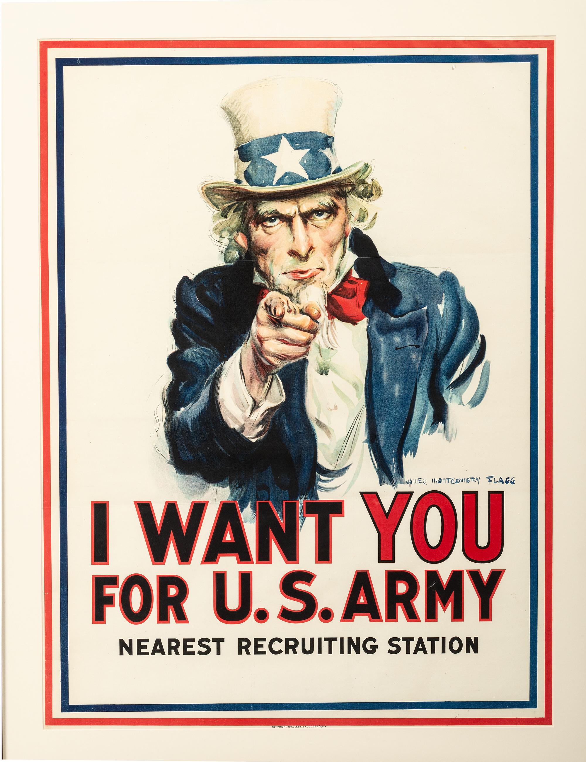 [WORLD WAR I]. FLAGG, James Montgomery (1877-1960), artist. I Want You for U.S. Army. New York: Leslie-Judge & Co., 1917.