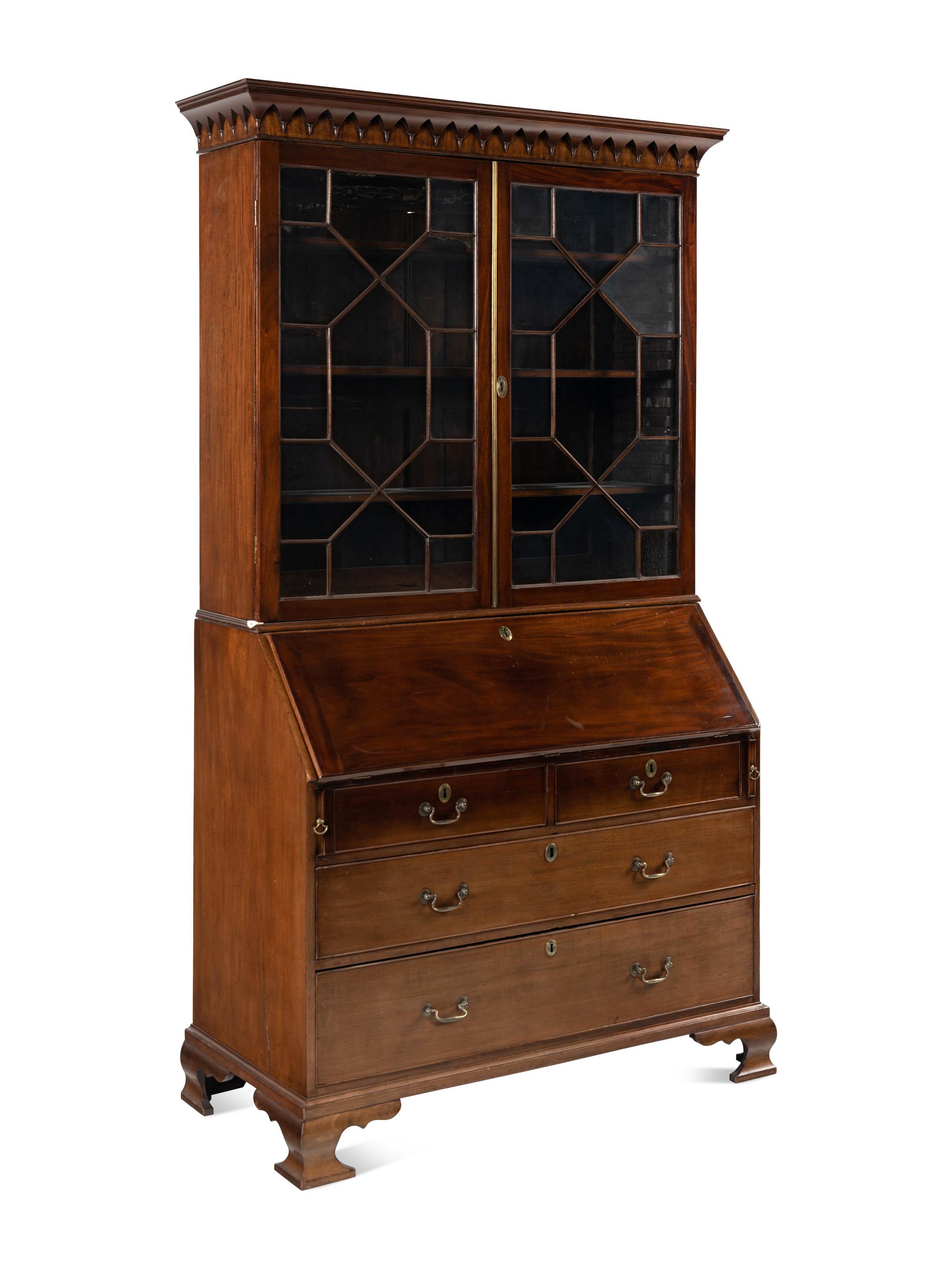 A George III Mahogany Bureau Bookcase
