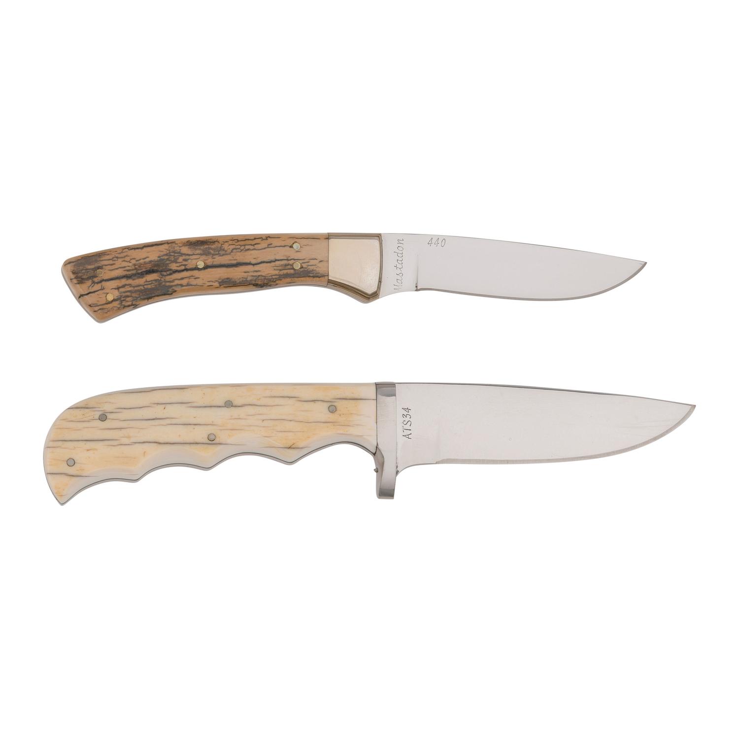 Lot of Two Gerome Weinand Fixed Blade Knives with Exotic Grips