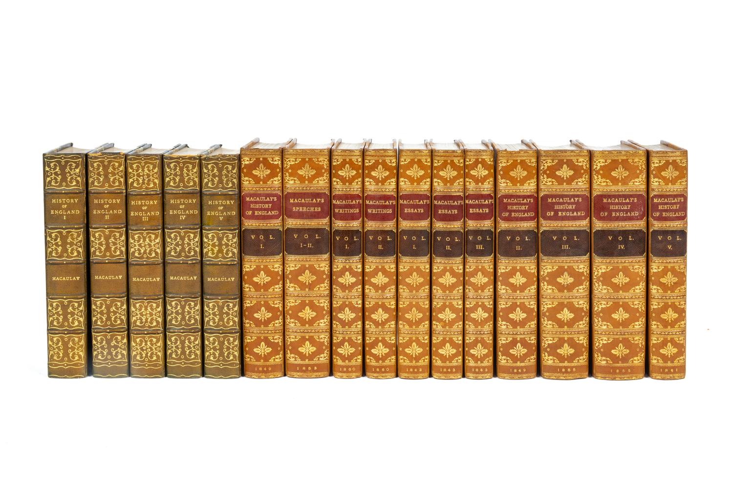 [HISTORY OF ENGLAND]. 2 leather-bound works in 16 volumes relating to the history of England, comprising: