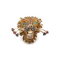Multigem, Enamel, and Yellow Gold Lion Ring