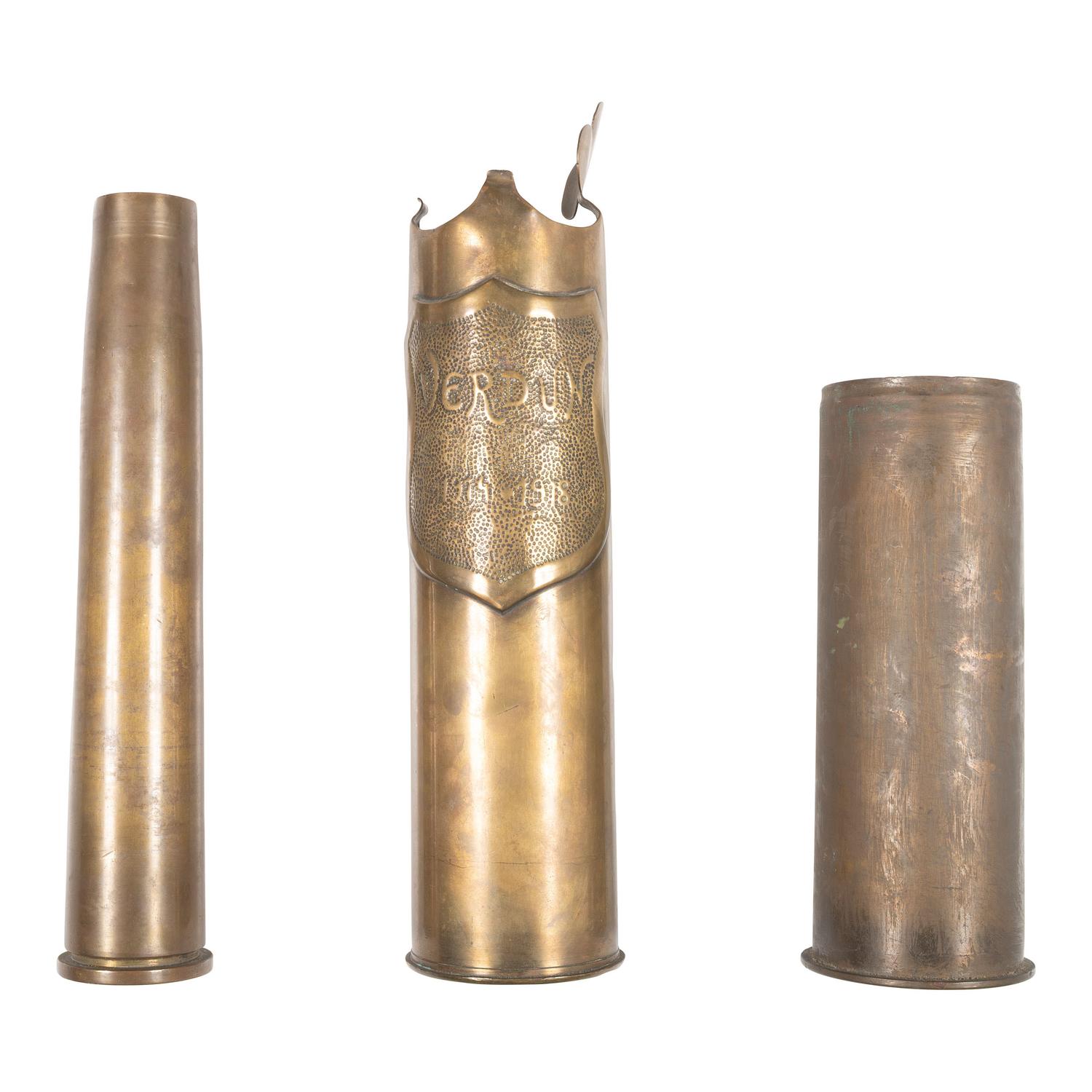 Group of Shell Casings Including WWI Trench Art
